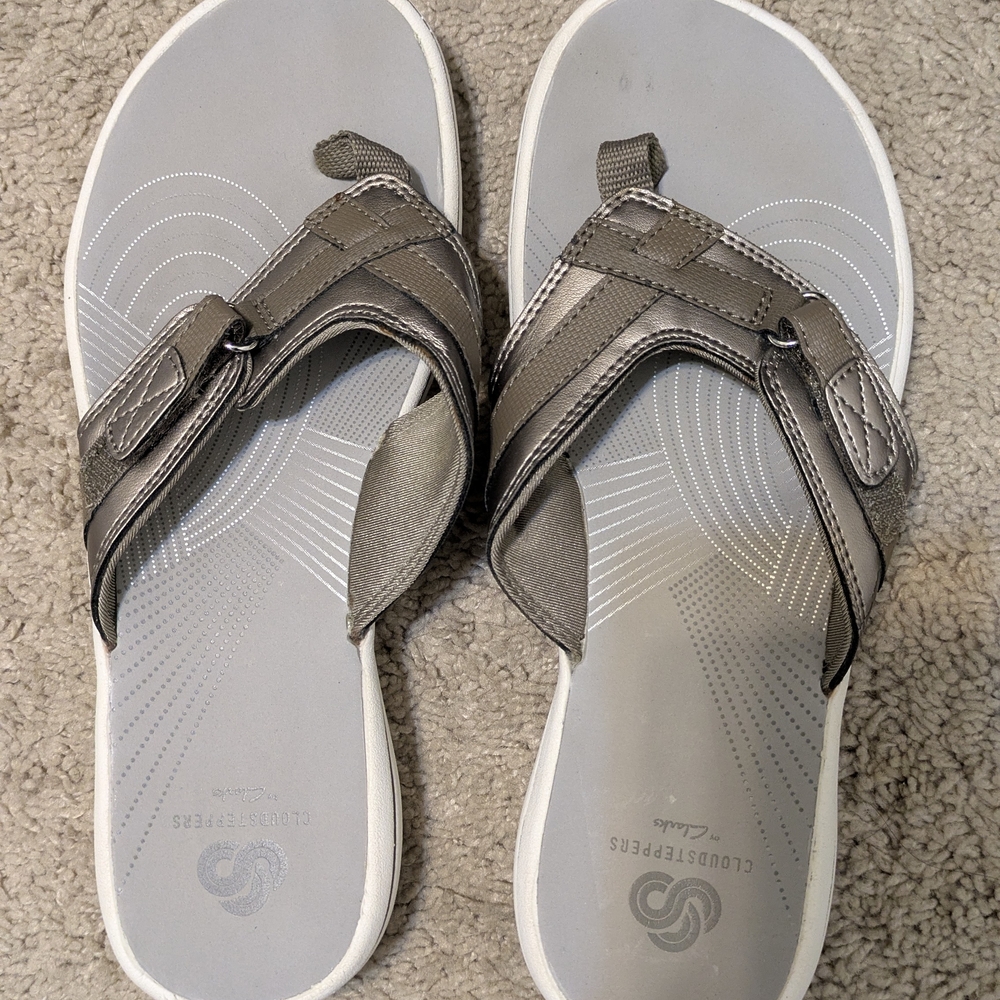 Clarks Cloudsteppers Gray Slide Sandals Size 7